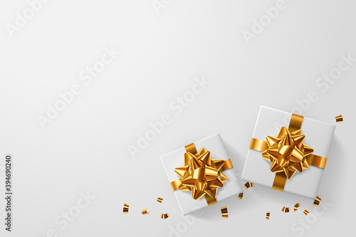 White boxes on the white background, Happy new year celebrate, gifts
