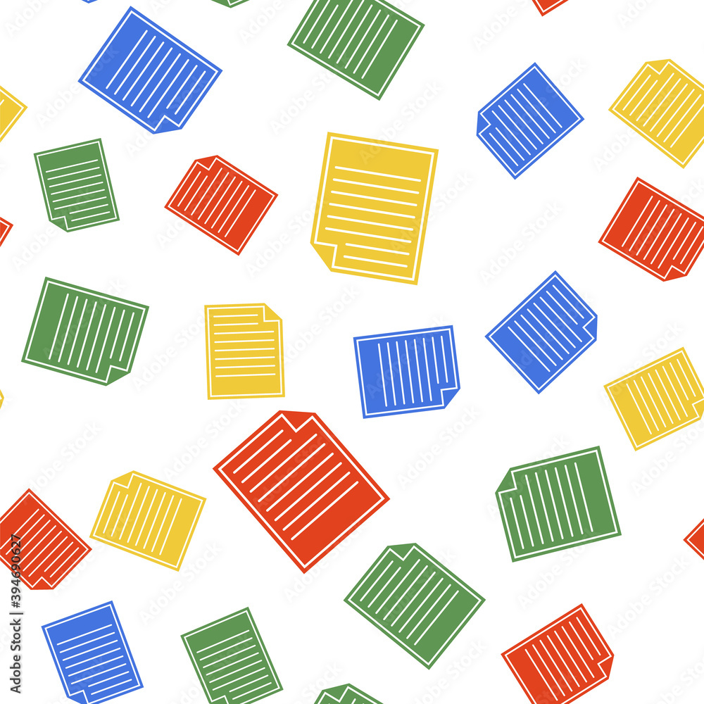 Color Document icon isolated seamless pattern on white background. File icon. Checklist icon. Business concept. Vector. Color Document icon isolated seamless pattern on white background. File icon. Checklist icon. Business concept. Vector.