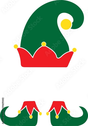 Christmas elf green hat. Christmas elf isolated on white background