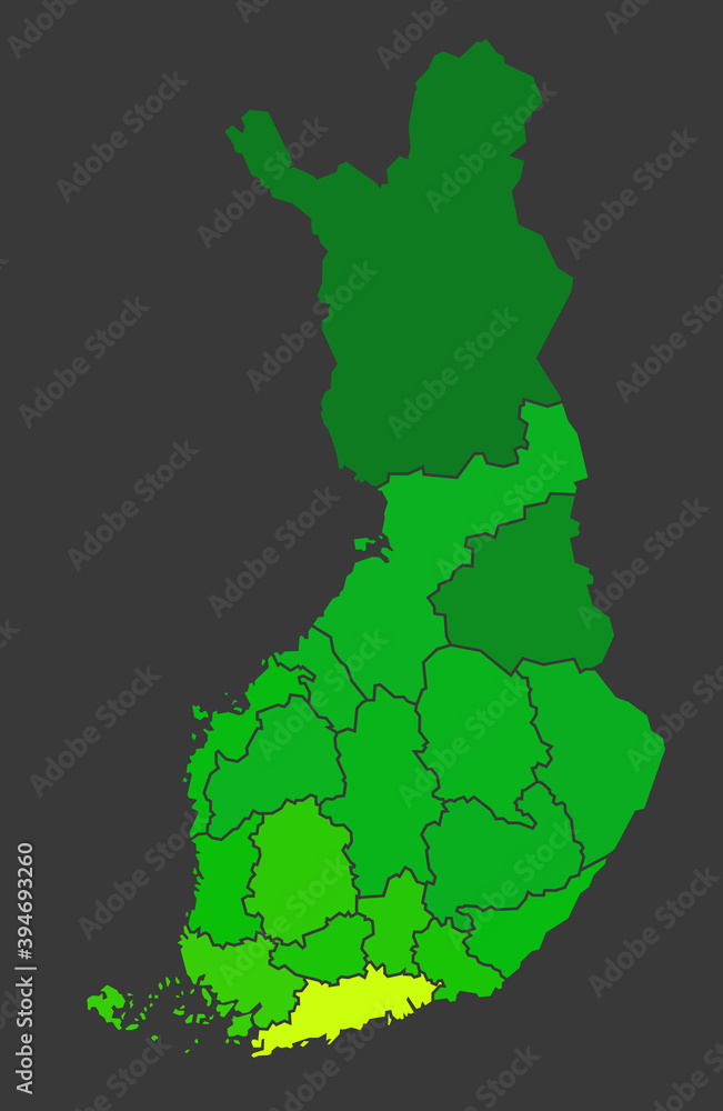 Finland population heat map as color density illustration Stock