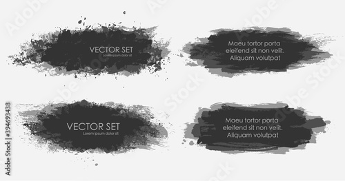 Illustrated ink spots set collection in black and white