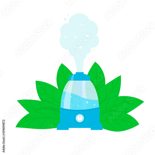 Modern Ultrasonic humidifier. Flat vector illustration in cartoon style. easy to use