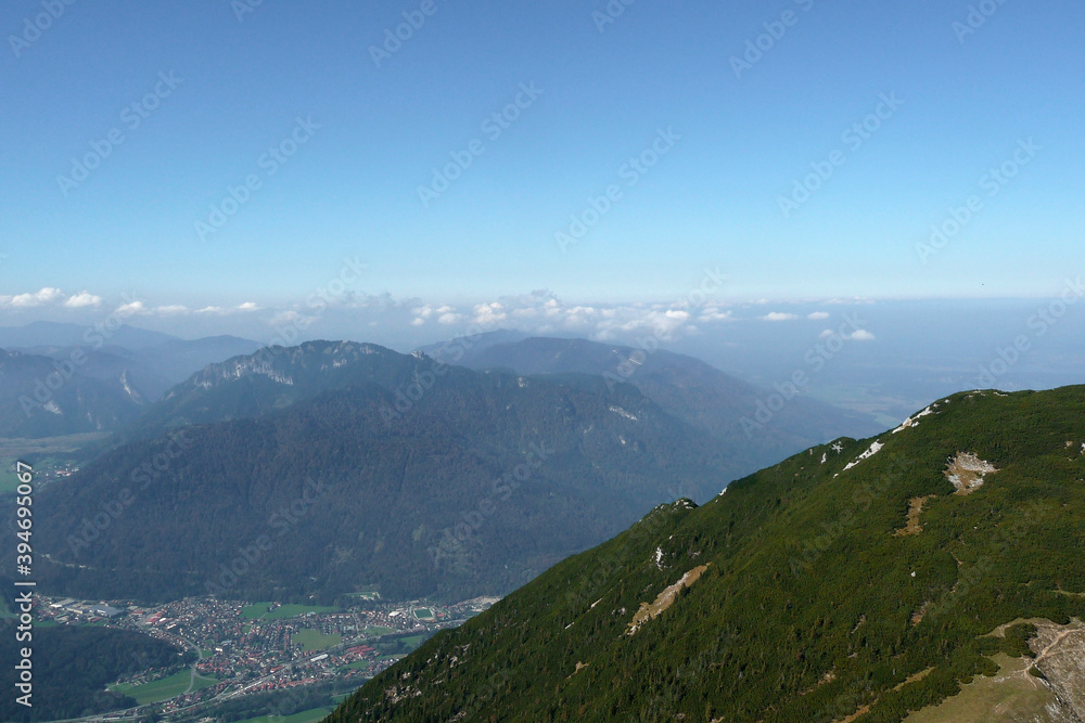 Mountain panorama from Krottenkopf mountain, Bavaria, Germany
