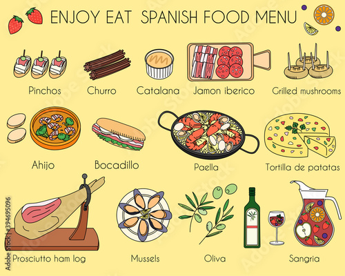 Spanish food menu icon
