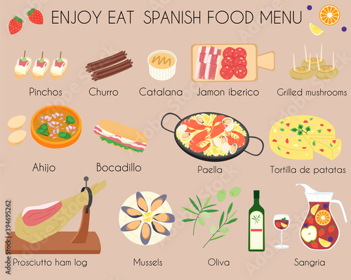 Spanish food menu icon