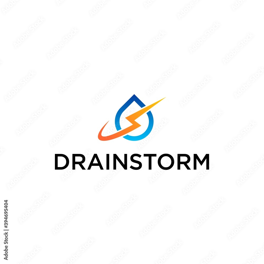 Drop Water Drain Storm Logo Design Vector