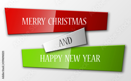 Origami Vector infographic colorful banners set with an inscription Marry christmas and Happy New Year