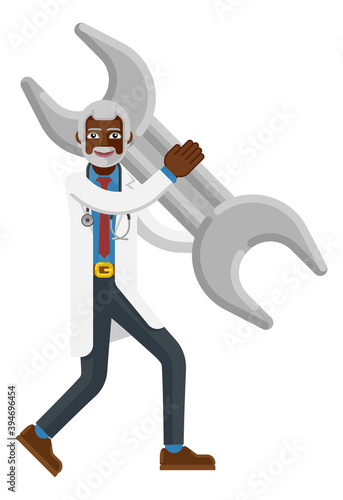 A black mature doctor carto...