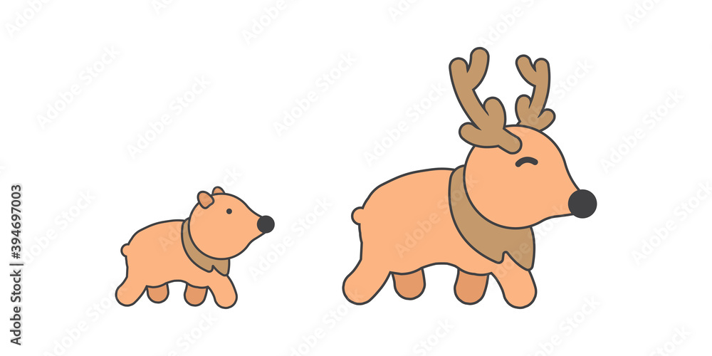 Obraz premium Cute Reindeer cartoon character, Vector illustration of Reindeer. 