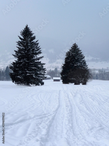 Winter mountain tour to Hornle mountains, Bavaria, Germany