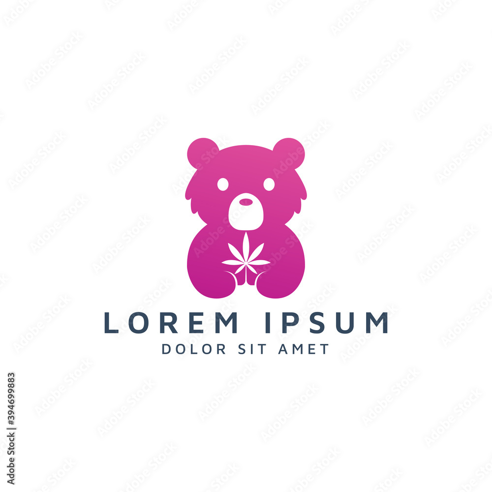 bear and cannabis negative space logo design bear and cannabis negative space logo design