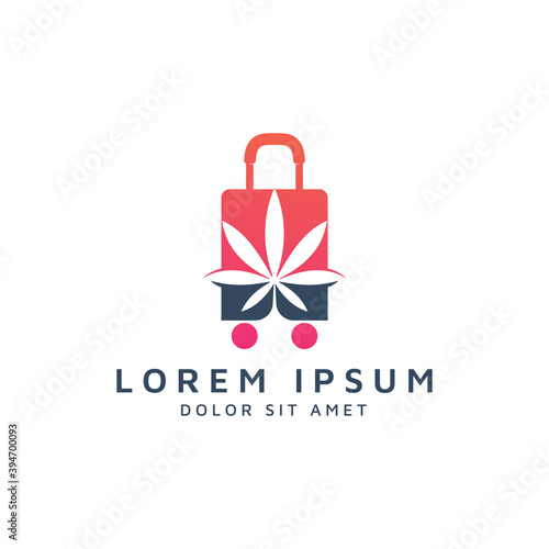 travel and cannabis negative space logo design