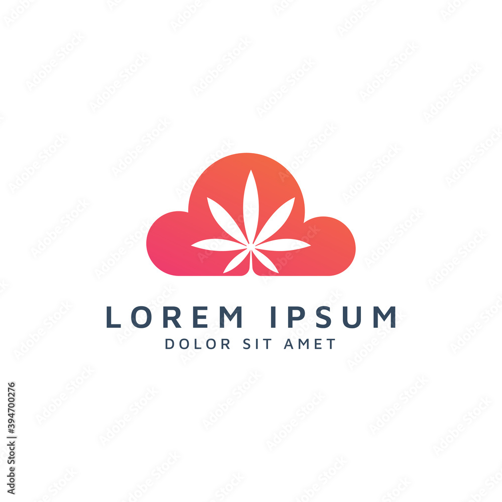 cloud and cannabis negative space logo design cloud and cannabis negative space logo design