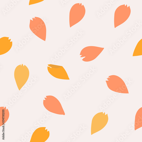 Seamless pink and yellow petals pattern, vector background