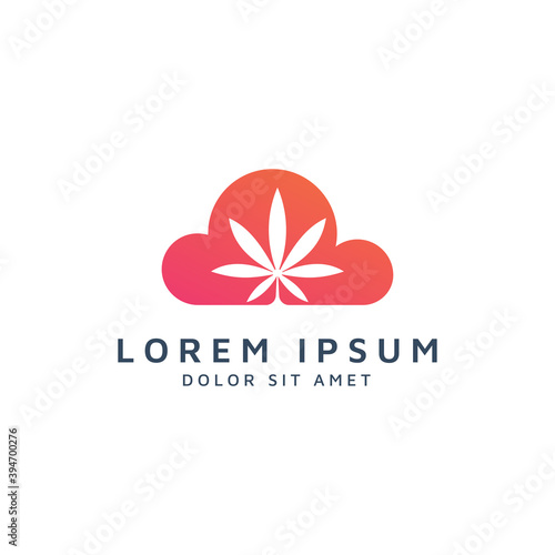 cloud and cannabis negative space logo design