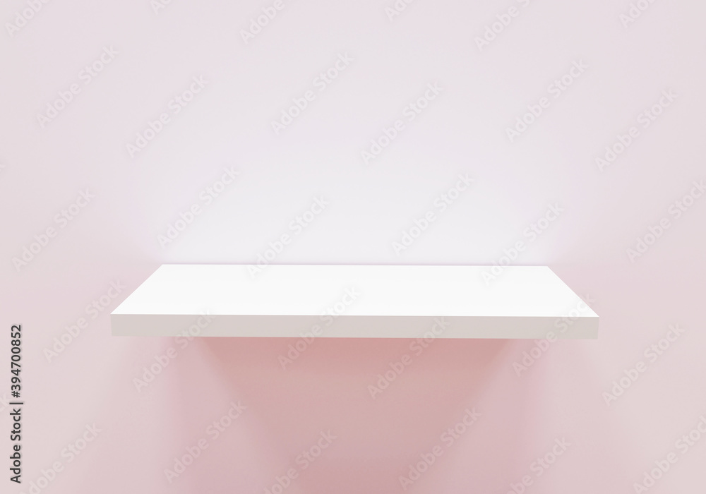 empty white shelf stand on light wall, 3d render empty white shelf stand on light wall, 3d render