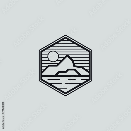 vector of rocky mountain mono line style illustration.