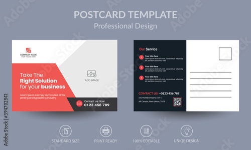 Red Corporate business postcard or EDDM postcard design template photo