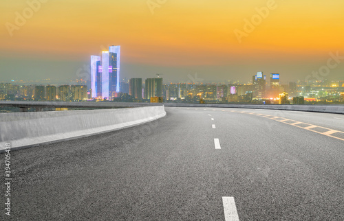Expressway background and city scenery in Nanjing, China