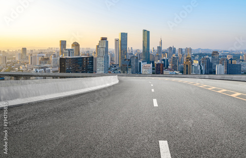 Expressway background and city scenery in Nanjing, China