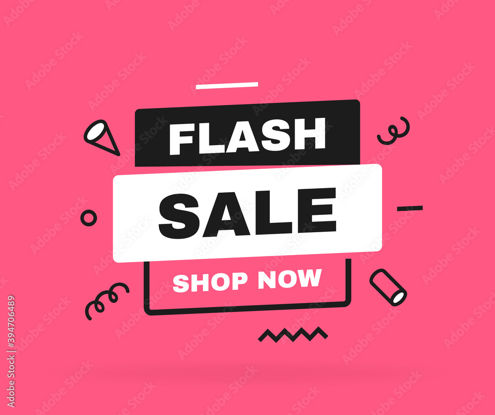 Fototapeta premium Flash sale banner design with geometric elements. Banners template design for business, promotion, sale and advertising. Vector illustration