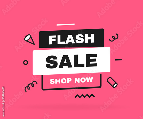 Flash sale banner design with geometric elements. Banners template design for business, promotion, sale and advertising. Vector illustration