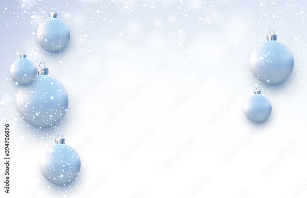 Matt light blue christmas balls hanging on threads. Matt light blue christmas balls hanging on threads.