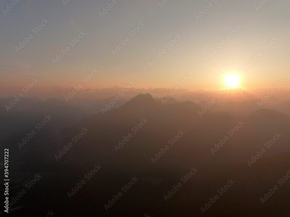 Sunset mountain panorma at Zugspitze mountain, Bavaria, Germany
