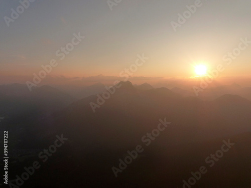 Sunset mountain panorma at Zugspitze mountain, Bavaria, Germany