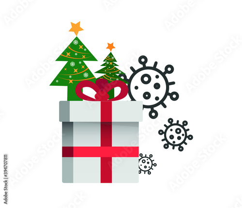 Gift concept in coronavirus time. online shopping, contactless christmas gift concept.