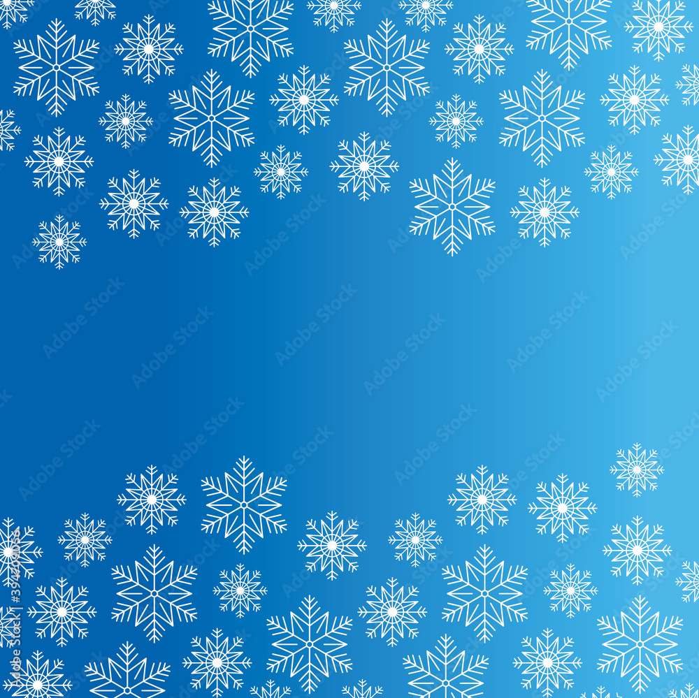 happy merry christmas card with snowflakes pattern in blue background vector illustration design