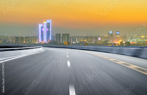 Expressway background and city scenery in Nanjing  China