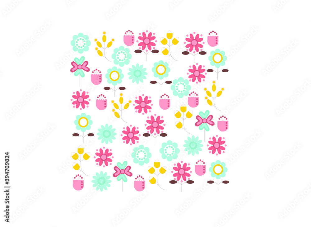 colored flowers, vector illustration on a white background