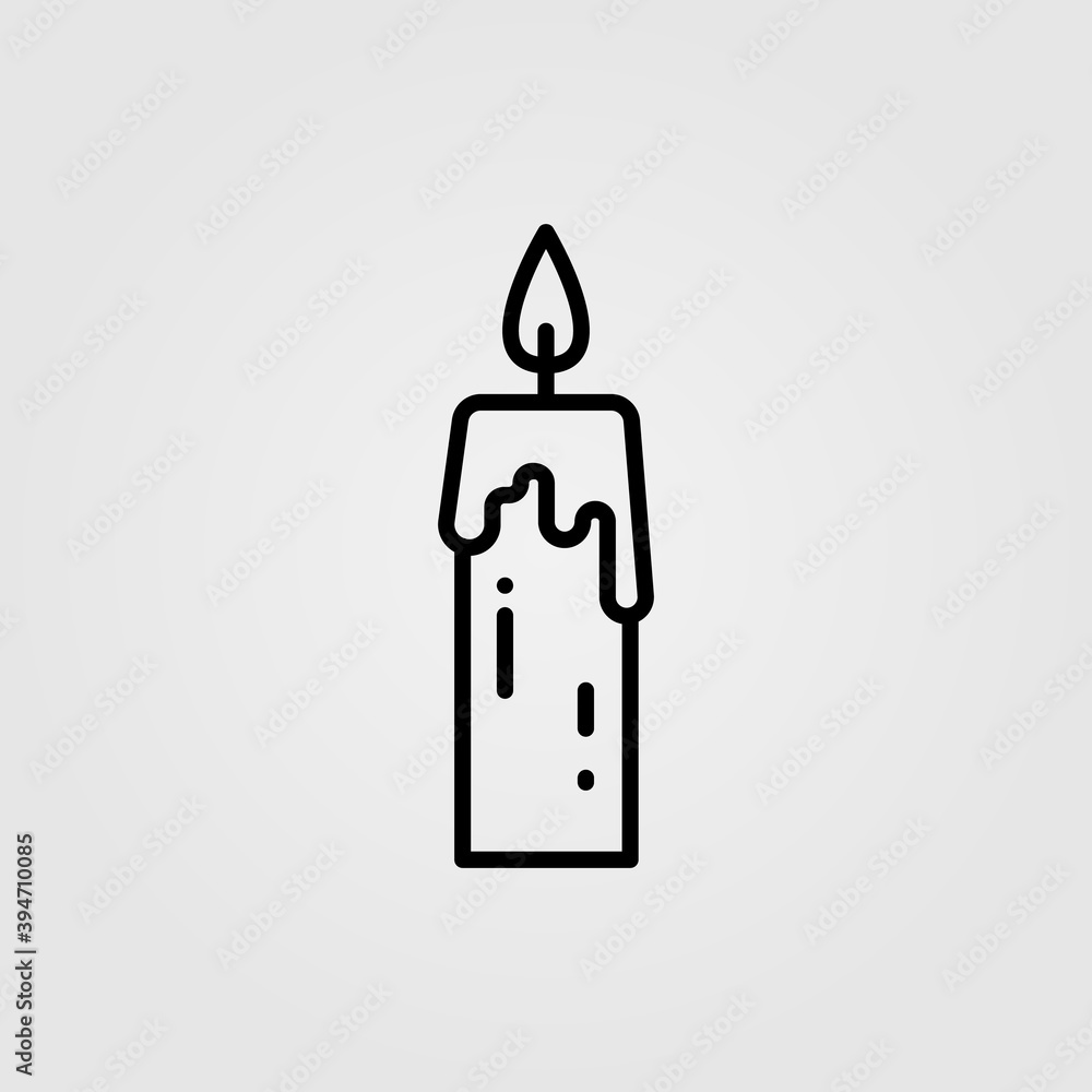 Lit candle / candlestick line vector icon for app, website, and UI design. Lit candle / candlestick line vector icon for app, website, and UI design.