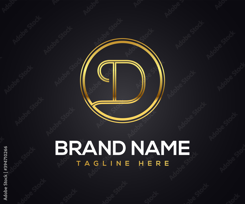 gold logo with initial letter D logo concept gold logo with initial letter D logo concept