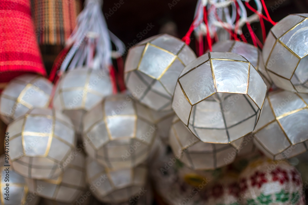 Capiz lanterns for sale at a local shop under Quezon Brudge in Quiapo