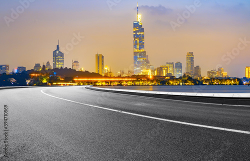 Expressway background and city scenery in Nanjing, China © onlyyouqj