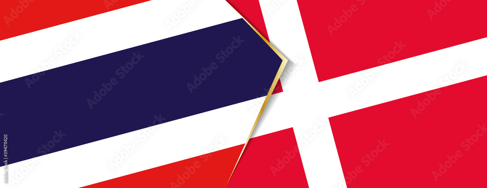 Thailand and Denmark flags, two vector flags.