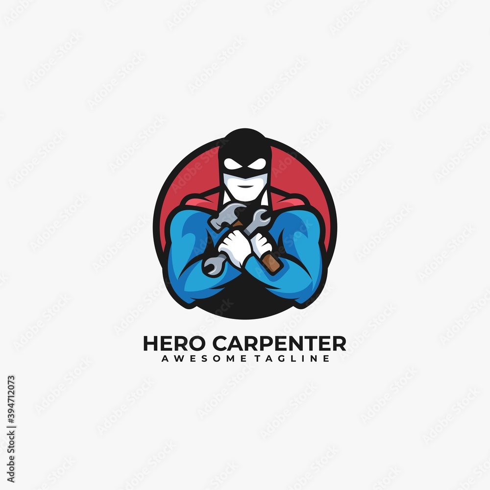 Hero carpenter illustration logo Hero carpenter illustration logo