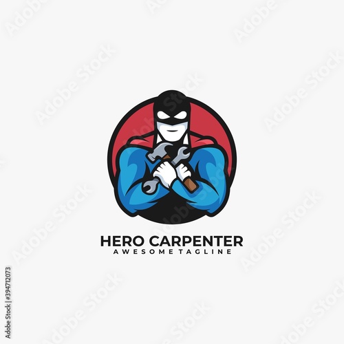 Hero carpenter illustration logo