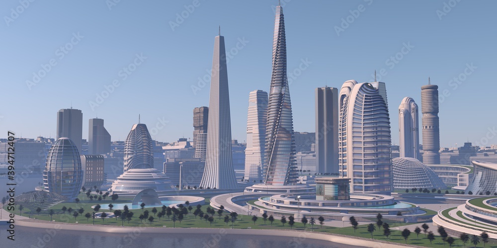 futuristic metropolis financial center