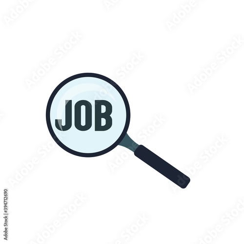 An image of a magnifying glass and the word job