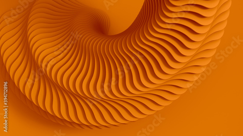 Orange abstract three-dimensional texture of the plurality of circular treads a twisting spiral. 3D illustration photo