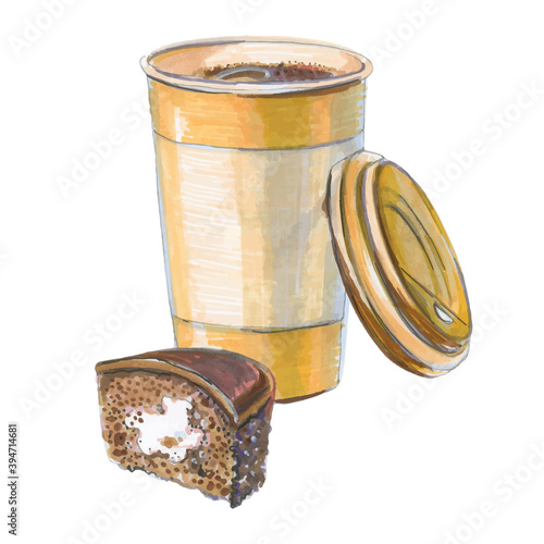 Coffee to go and hostess cupcake