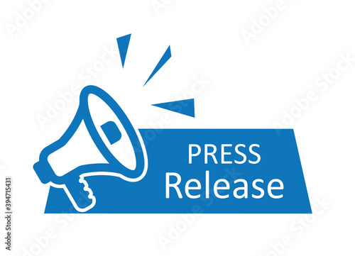 Press release icon. News with megaphone. Newspaper with announcement. Symbol of daily media. Latest news with speaker in line style. Loudspeaker for shout and attention. Voice of report. Vector