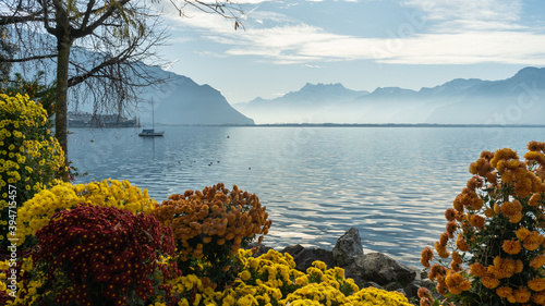 The flower quay in Montreux, Switzerland. 