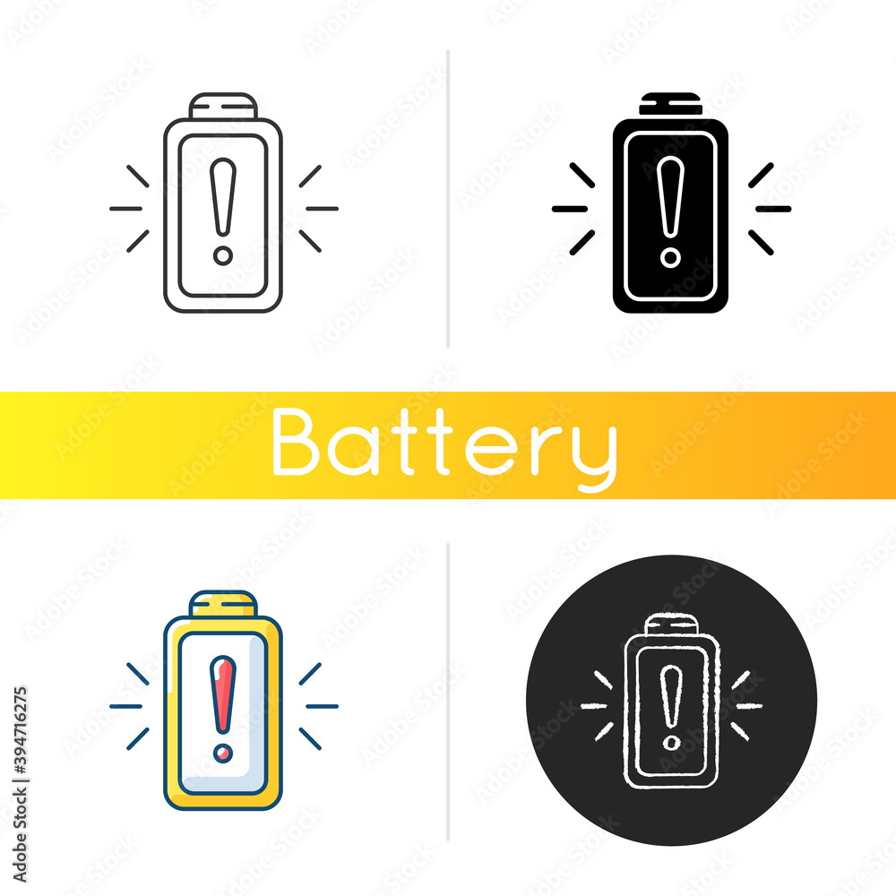 Battery working process risk icon. Devices chargers working issues. Dangerous power encreasing. Percentage level. Linear black and RGB color styles. Isolated vector illustrations Battery working process risk icon. Devices chargers working issues. Dangerous power encreasing. Percentage level. Linear black and RGB color styles. Isolated vector illustrations