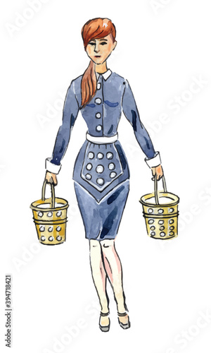 Maid with milk buckets for 12 Days of Christmas Charms