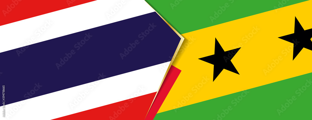 Thailand and Sao Tome and Principe flags, two vector flags. Thailand and Sao Tome and Principe flags, two vector flags.