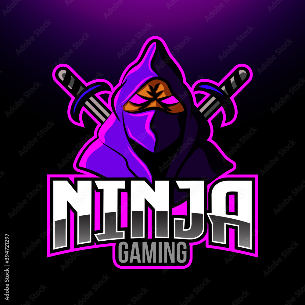 Gaming ninja warrior assassin logo mascot icon vector design for sports and e sports team illustration